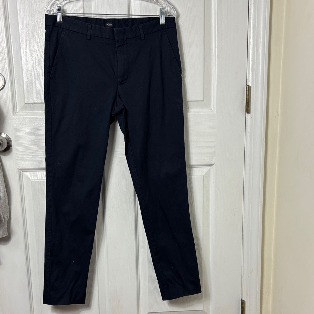 Boss Kaito 1 Slim Fit Stretch Dark Navy Blue Chinos size 32R career dress work